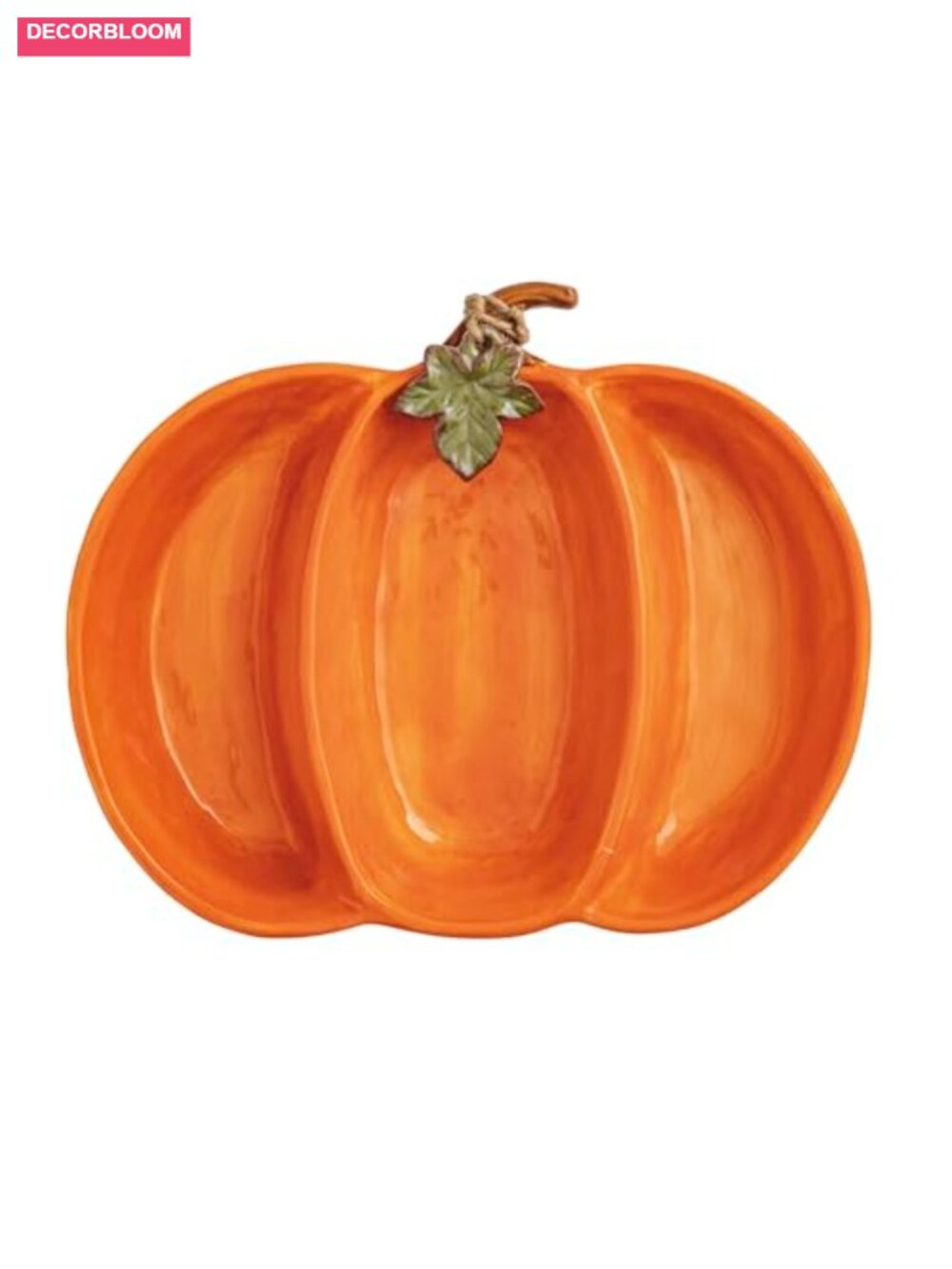 Mud Pie Thanksgiving Triple Dip Pumpkin Server Stoneware Chip & Dip Bowl 8x11